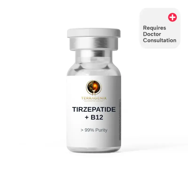 Tirzepatide + B12 peptide vial, TerraGenix, greater than 99% purity